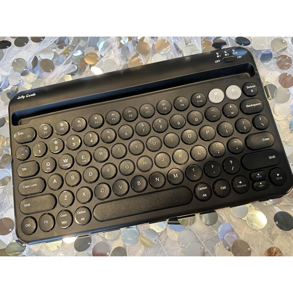 Jelly Comb B046 Bluetooth Wireless Keyboard Black Tablet Phone Stand‎ Portable